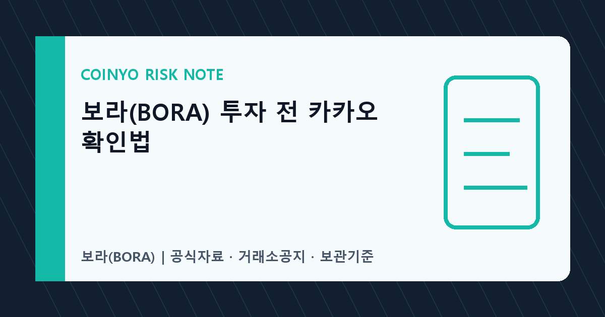 보라(BORA) 투자 전 카카오 확인법 대표 이미지